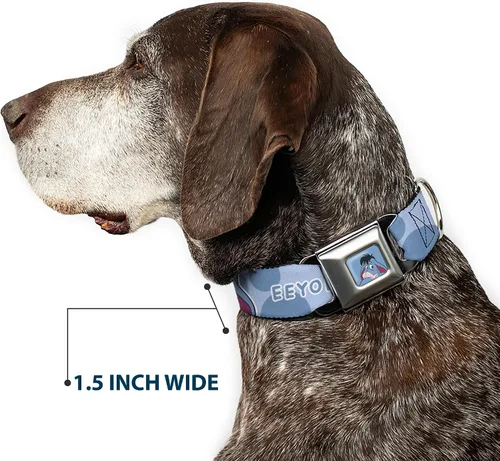 Miniatura 7 de Disney - Collar para mascotas, collar de perro, hebilla de cinturón de seguridad, Winnie The Pooh Eeyore Text and Expression Close Up Dot Blues, 9.5