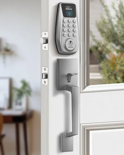 Miniatura 13 de DESLOC C110 - Cerradura de puerta de entrada sin llave con huella dactilar, cerradura de pestillo inteligente para puerta principal con 2 llaves