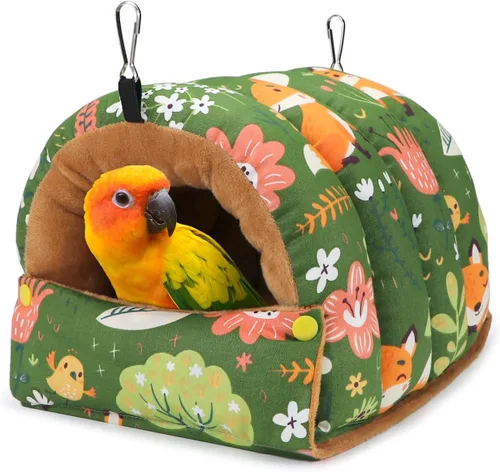 Miniatura 9 de Wontee Casa de Nido de Pájaros Refugio Cálido de Invierno Cabaña Acogedora Cama para Pájaros Hamaca Colgante para Loros Periquitos Caiques Senegal