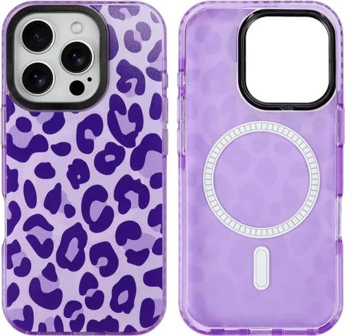 Miniatura 28 de SAKUULO Funda magnética para iPhone 11 Pro Max [Compatible con MagSafe] Patrón de Estampado de Leopardo Gris Claro Funda de Carga Inalámbrica