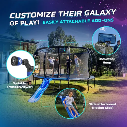 Miniatura 6 de SpaceJump Lunar Trampoline, Outdoor 8 FT, 10 FT, 12 FT, 14 FT, 16 FT Round Bouncer with Safety Net, Optional Accessories, Black Solo trampolín