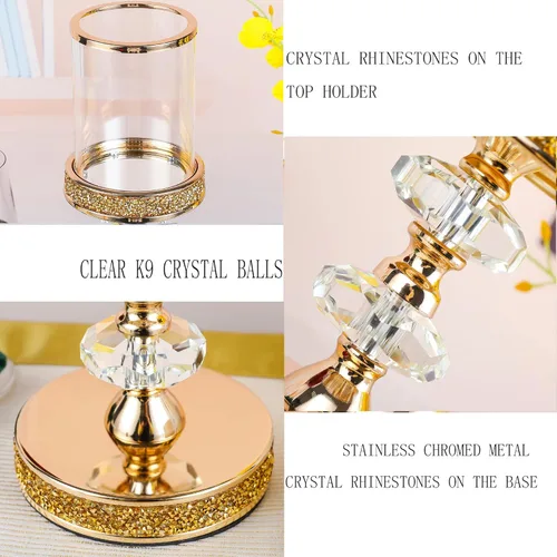 Miniatura 2 de Portavelas de pilar, candelabros de cristal para bodas, fiestas, eventos, Navidad, decoración del hogar, centros de mesa CH028D (M)