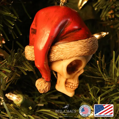 Miniatura 3 de Bella Haus Christmas Shoppe - Adorno para árbol de Navidad de calavera alienígena, decoración navideña humorística de 3 pulgadas, regalo ideal