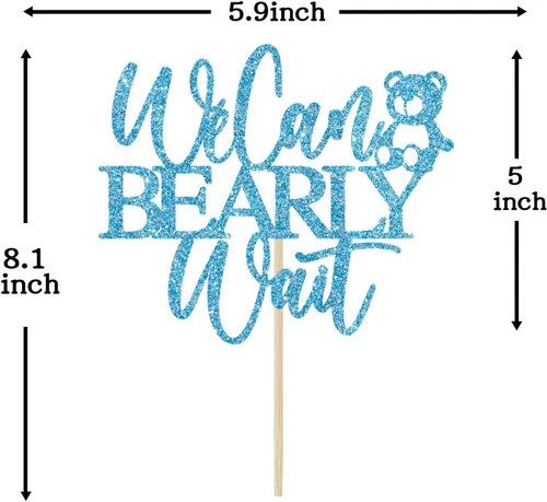 Miniatura 5 de We Can Bearly Wait - Decoración para pasteles, oso de peluche, decoración de baby shower para niños, tema de oso de bebé, baby shower, revelación