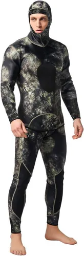 Miniatura 3 de Nataly Osmann Trajes de neopreno de pesca submarina de camuflaje para hombre, 0.118 in/0.059 in, neopreno, 2 piezas, con capucha, traje de buceo