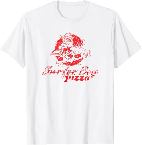 Miniatura 2 de Stranger Things Camiseta con texto en inglés 4 Surfer Boy Pizza Employe, Blanco