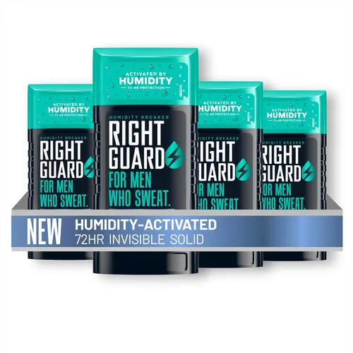 Right Guard Humidity Breaker antitranspirante y desodorante para hombres, aroma Cold Front, 2.5 oz (paquete de 4) sólido invisible, 2 veces la