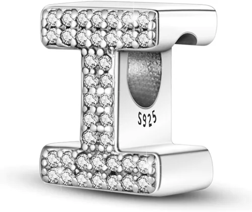 Miniatura 34 de PARCOM Dijes de letras compatibles con pulseras Pandora de plata esterlina S925 con iniciales para pulseras del alfabeto A-Z, cuentas de letras
