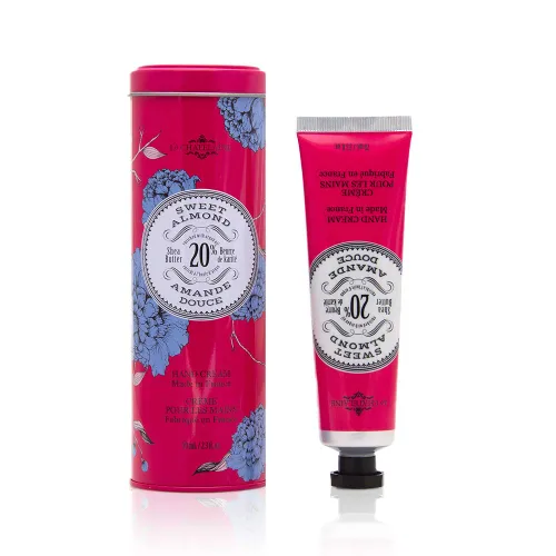 La Chatelaine Crema de manos de manteca de karité, fabricada en Francia, ingredientes naturales y orgánicos, 70ml / 2.3 oz, lata de regalo, dulce