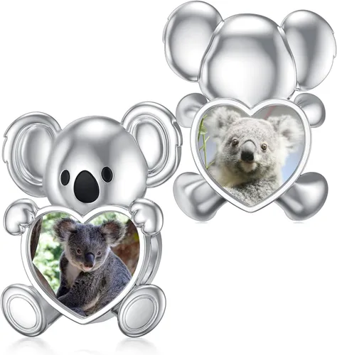 LONAGO Abalorio de fotos personalizado para pulsera de plata de ley personalizable para regalo para mujeres y niñas, Plata esterlina, Circonita
