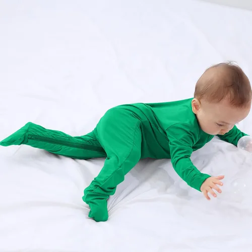 Miniatura 4 de GUISBY Pijama con pies para bebé, con mitones, rayón hecho de bambú para dormir, pijama de manga larga con cremallera de 2 vías