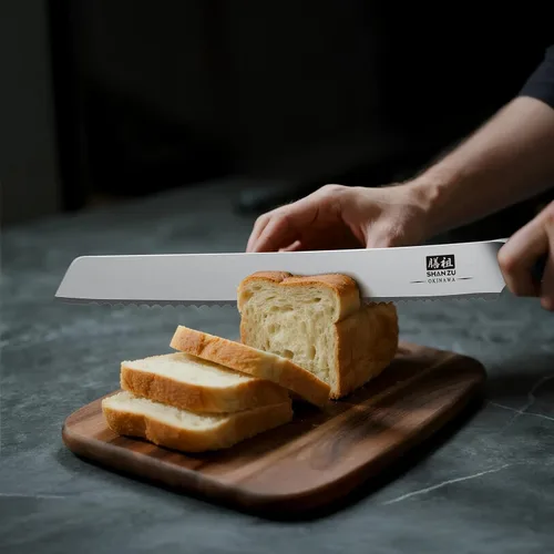 Miniatura 7 de Cuchillo de pan SHAN ZU de 10 pulgadas, cuchillo de corte de masa ácida ultra afilado, cuchillo de pastel de acero inoxidable de alto carbono