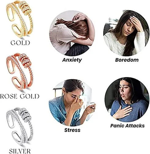 Miniatura 6 de LIU JUN Jansio Threanic Triple-Spin Ring, Magnetic Zircon Shaping Cross Full Moissanite Spinner Fidget Rings to My Daughter Open Anti Anxiety