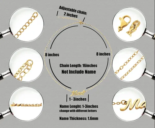 Miniatura 4 de Aoloshow Collar con nombre personalizado collares de cualquier nombre joyería para mujer regalo de dama de honor Metal Acero inoxidable