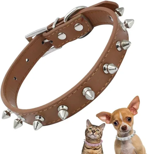 Miniatura 11 de Collar de perro con pinchos para perros medianos, remache de hongos, piel sintética suave, collar de gato con tachuelas, ajustable para perros Azul