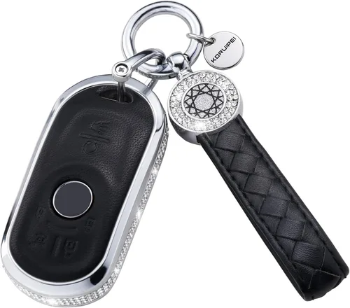 Miniatura 48 de Funda para llavero compatible con Volvo, cuero negro con cristal de protección de 360 grados para XC90, XC60, XC40, S60, S90, V60, V90, Polestar 1