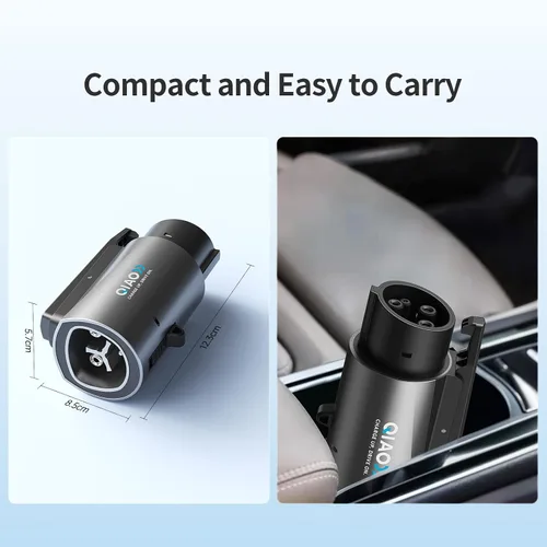 Miniatura 7 de QIAO - Adaptador Tesla a J1772, máximo 80 A 250 V CA, plateado nacs a j1772 para carga eficiente de vehículos eléctricos de nivel 2, compatible