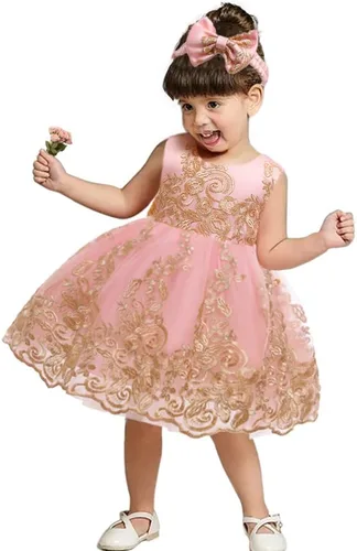 Miniatura 16 de CMMCHAAH - Vestidos de encaje para concursos de niñas bebés de 0-6 años, vestido formal para fiestas con diadema