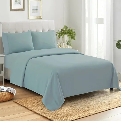Sábanas de tamaño King 100% algodón, hechas en Egipto, suaves de 400 hilos para colchón de cama de tamaño King, juego de sábanas y fundas de