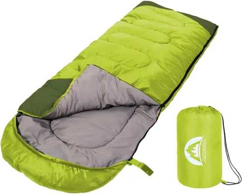 Miniatura 8 de SWTMERRY Saco de dormir para 3 estaciones (verano, primavera, otoño) clima cálido y fresco, ligero, impermeable, para uso en interiores y Verde