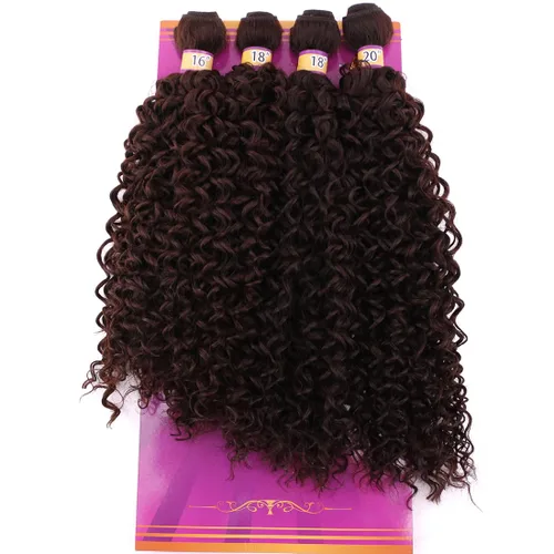 Miniatura 15 de Extensiones de cabello rizado afro rizado, sintético, tejido rápido, extensiones de cabello de fibra de alta temperatura para mujeres, color negro