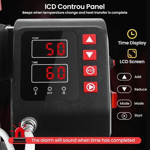 Miniatura 7 de Máquina de prensa de calor de 12 x 15 pulgadas, máquina de sublimación de prensa de calor 8 en 1, rotación de 360°, máquina de impresión de camisas