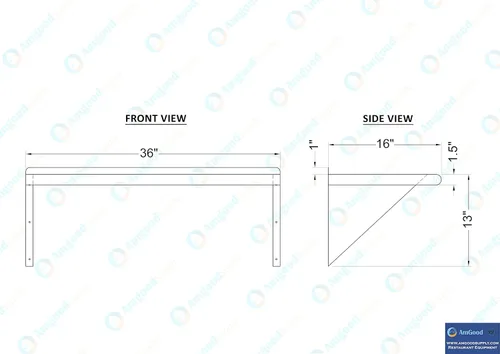 Miniatura 5 de AmGood Estante de pared de acero inoxidable de 36 pulgadas de largo x 16 pulgadas de profundidad Certificado NSF Estantería de metal