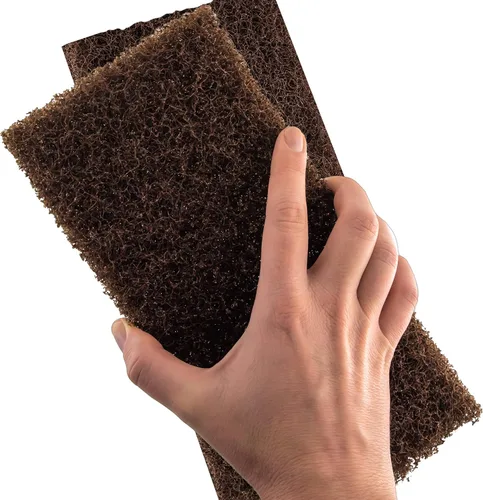 Estropajo marrón XL resistente, paquete de 2 unidades. 10 x 4.5 pulgadas grandes esponjas de nailon multiusos. Limpia baños, cocinas, mostradores y