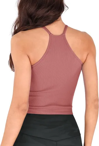 Miniatura 3 de ODODOS - Camiseta corta sin mangas, camisola con tejido acanalado, sin costuras, para mujer, paquete de 3unidades