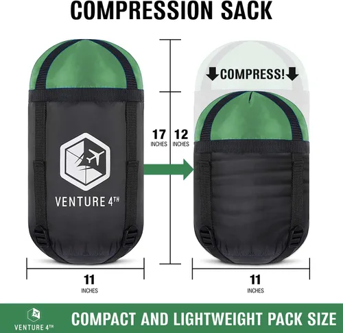 Miniatura 3 de VENTURE 4TH Saco de dormir para mochileros – XXL, tamaños dobles e individuales – Saco de dormir ligero para clima cálido y frío para adultos, niños