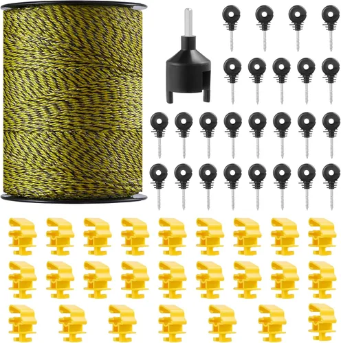 VEVOR - Alambre para valla eléctrica, 1640 pies 500 m de alambre de polietileno portátil, diámetro de 1/8 pulgadas, 6 hebras de acero inoxidable,