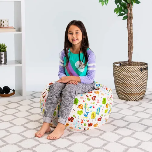 Miniatura 4 de Posh Creations Funda de puf para niños con almacenamiento para animales de peluche - Organizador de juguetes para niños, Mediano 68.58 cm - Lona