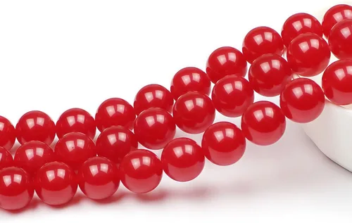 Miniatura 3 de MJDCB Cuentas sueltas redondas de jade rojo natural para hacer joyas, pulseras y collares DIY (6mm)