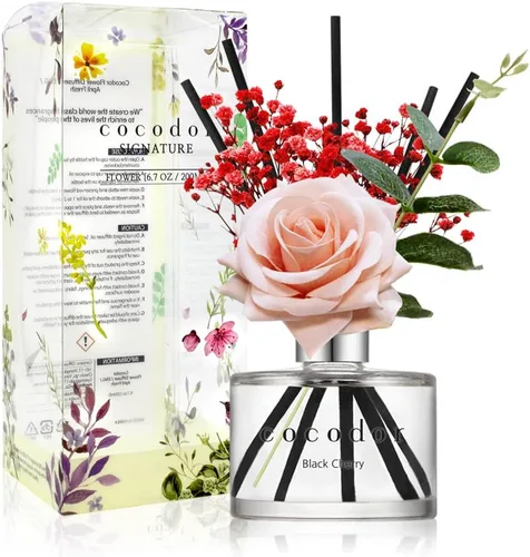 Miniatura 35 de COCODOR Juego de Difusor de Varillas de Junco con Flores / 6.7 oz / Eucalipto Limón / Difusor de Aroma con Varillas Fragancia para el Hogar Difusor