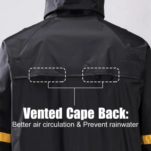 Miniatura 4 de Classic Long Rain Coats for Men, Hooded Raincoats Rain Gear for Waterproof Work, Breathable, Rain Jacket Poncho