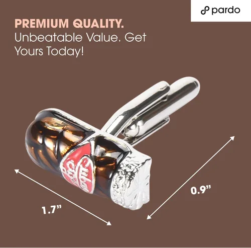 Miniatura 2 de Pardo Cigar Gemelos de metal marrón para hombres, perfectos para atuendo formal o de negocios, grandes regalos para padrino, novio, padre, jefe