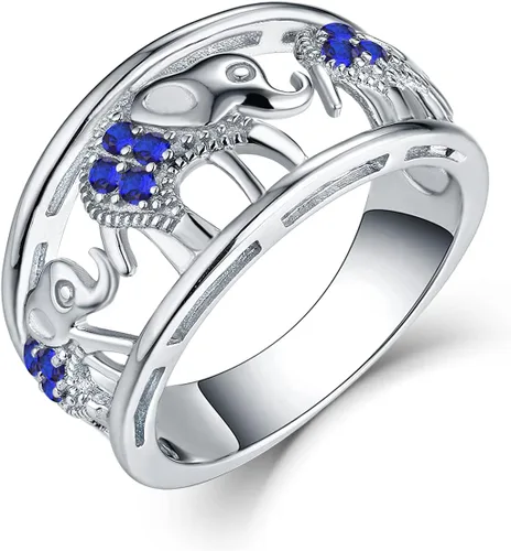 Miniatura 6 de JO WISDOM Anillo de elefante de plata de ley 925 con circonita cúbica