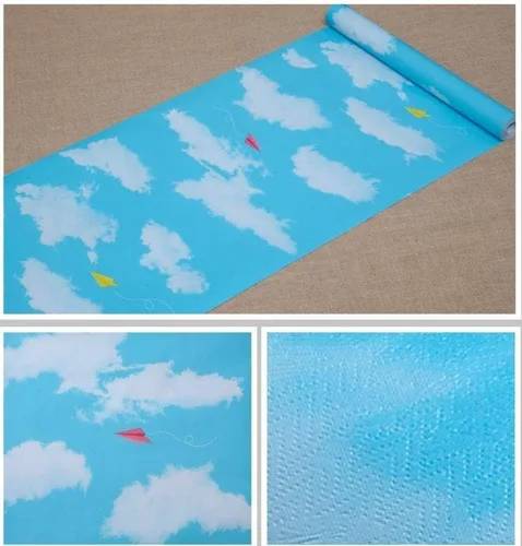 Miniatura 3 de PoetryHome - Papel de contacto autoadhesivo azul cielo para paredes, papel de pared para guardería, habitación de niños, dormitorio 17.7x117 pulgadas