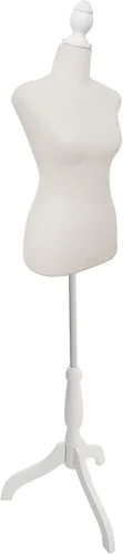 Miniatura 3 de Maniquí de forma de vestido femenino blanco con cuerpo de torso pinable ajustable trípode soporte vestido exhibición joyería
