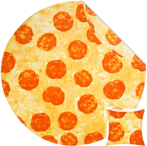 Bnuitland - Manta graciosa de 72 pulgadas con diseño de pizza y funda para almohada (45×45 cm), 300 GSM, manta gigante de doble cara, novedosa y