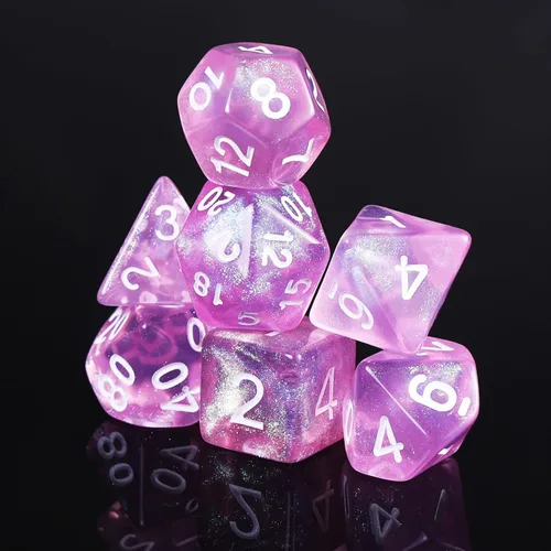 DND - Dados transparentes rosas con purpurina que cambia de color para juego de mesa de Calabozos y Dragones, D&D, MTG, juego de dados Pathfinder
