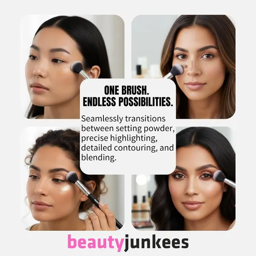 Miniatura 5 de Beauty Junkees Cepillo corrector para debajo de los ojos, pequeño, suave, esponjoso, cónico, sintético, sin crueldad, vegano, para polvo de fijación