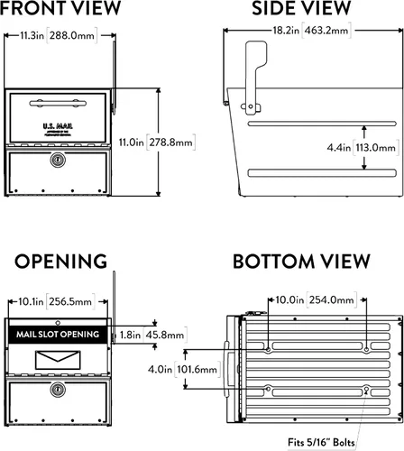 Miniatura 9 de Architectural Mailboxes Oasis® Eclipse™ Buzón Seguro con Cerradura Aprobado por USPS, Resistente, Anti-Robo de Acero Montado en Poste para Exterior