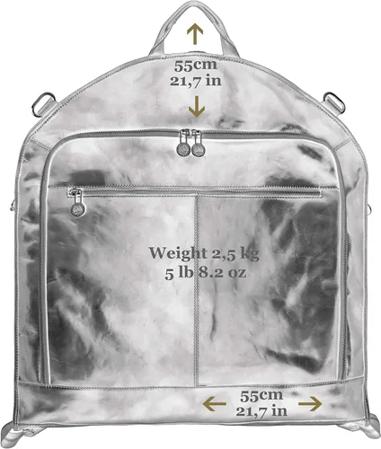 Miniatura 6 de Time Resistance Bolsa de ropa de cuero Traje Duffel Slim Maleta de mano Vestido Bolsa de protección Marrón