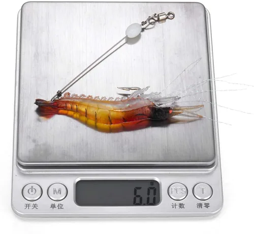 Miniatura 5 de Señuelos de pesca para camarones de silicona artificial, set de cebo suave luminoso Swimbait Señuelo de pesca con ganchos, aparejos de pesca de agua