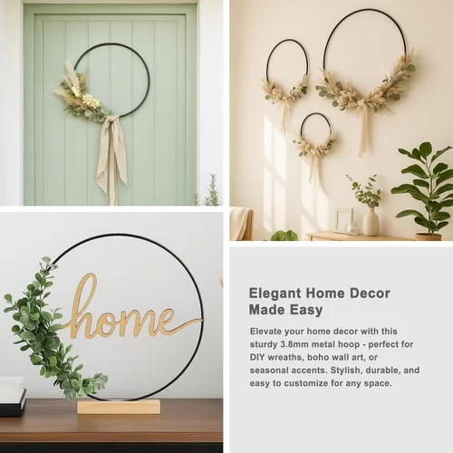 Miniatura 4 de Paquete de 8 aros florales de metal de 12 pulgadas para manualidades, anillos de macramé, coronas, anillos de atrapasueños, coronas, anillos