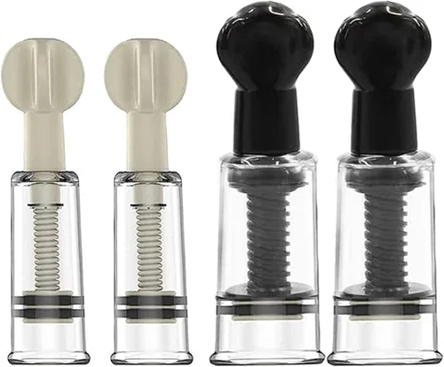 Miniatura 8 de Jesakmie 4 ventosas correctoras de pezones en blanco y negro de 2 tamaños, pezones invertidos, planos y tímidos, lactancia materna o mujeres