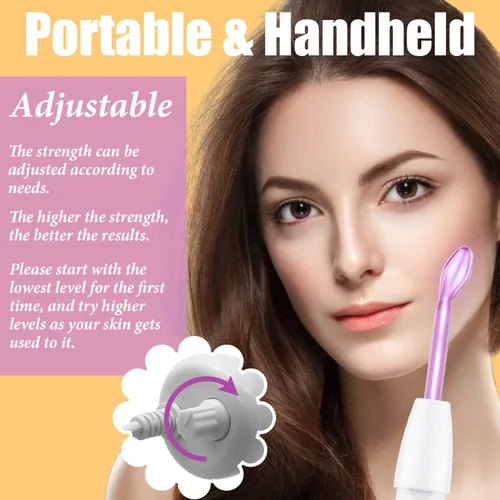 Miniatura 4 de Uaike - Varita facial de alta frecuencia, 6 en 1, color violeta, portátil, portátil, de alta frecuencia, con 6 tubos de vidrio morado, dispositivo