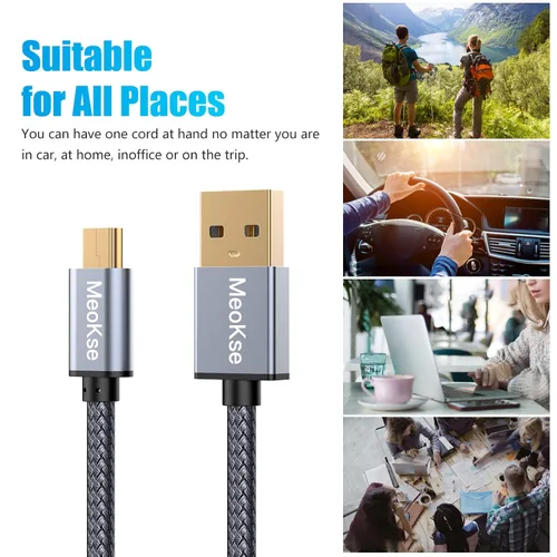 Miniatura 3 de Meokse Cable mini USB de 20 pies, USB 2.0 tipo A a Mini B, cable de carga de sincronización de datos de alta velocidad, cable portátil duradero