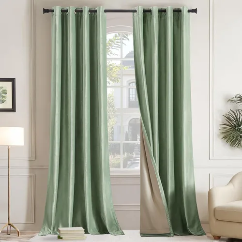 Miniatura 13 de GIGIZAZA Cortinas de terciopelo 100% opacas de 72 pulgadas, 2 paneles, cortinas negras para ventana, con aislamiento térmico, cortina de lujo